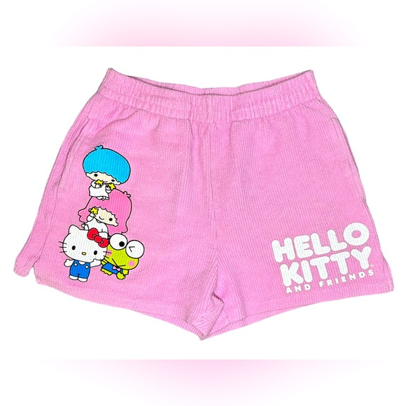 Hello Kitty Pants - Hello Kitty & Friends ribbed shorts with pockets. Slit sides, elastic waste.